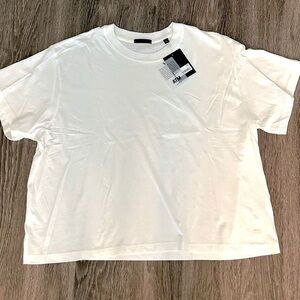 ATM white, boxy, crew- rock t-shirt in crisp white